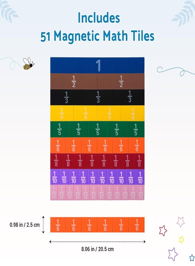 Oli's Toy Factory Montessori Math Magnetic Tiles Classroom Essentials Foam Tiles for Kids to Learn Fraction Equivalence and Math manipulatives Great Learning Resources for The Homeschool Curriculum - Image 2